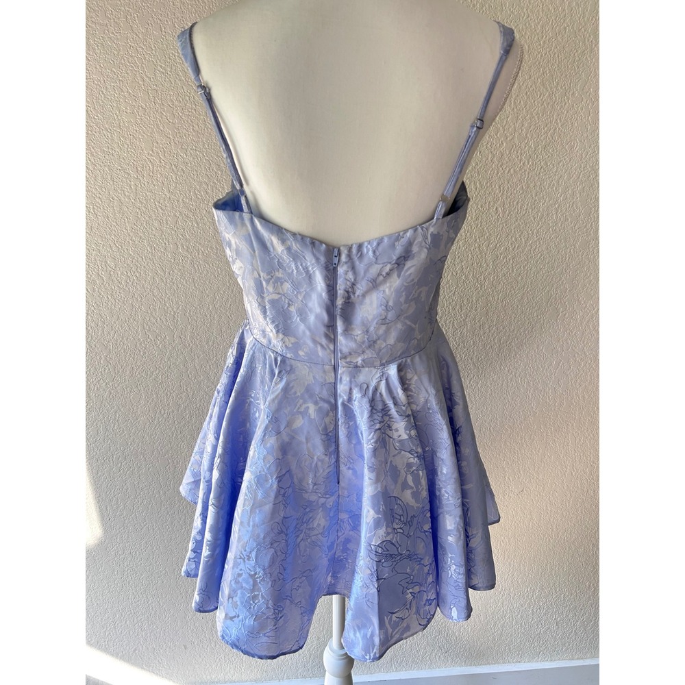 Windsor Periwinkle Blue Floral Jacquard Corset Mini Dress Skater Style JP80355 M - Picture 2 of 8